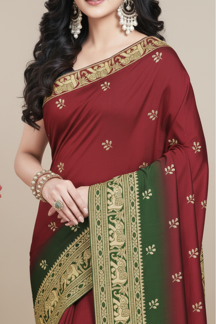 Moti Chur Cotton Embroidered Saree With BP 215518