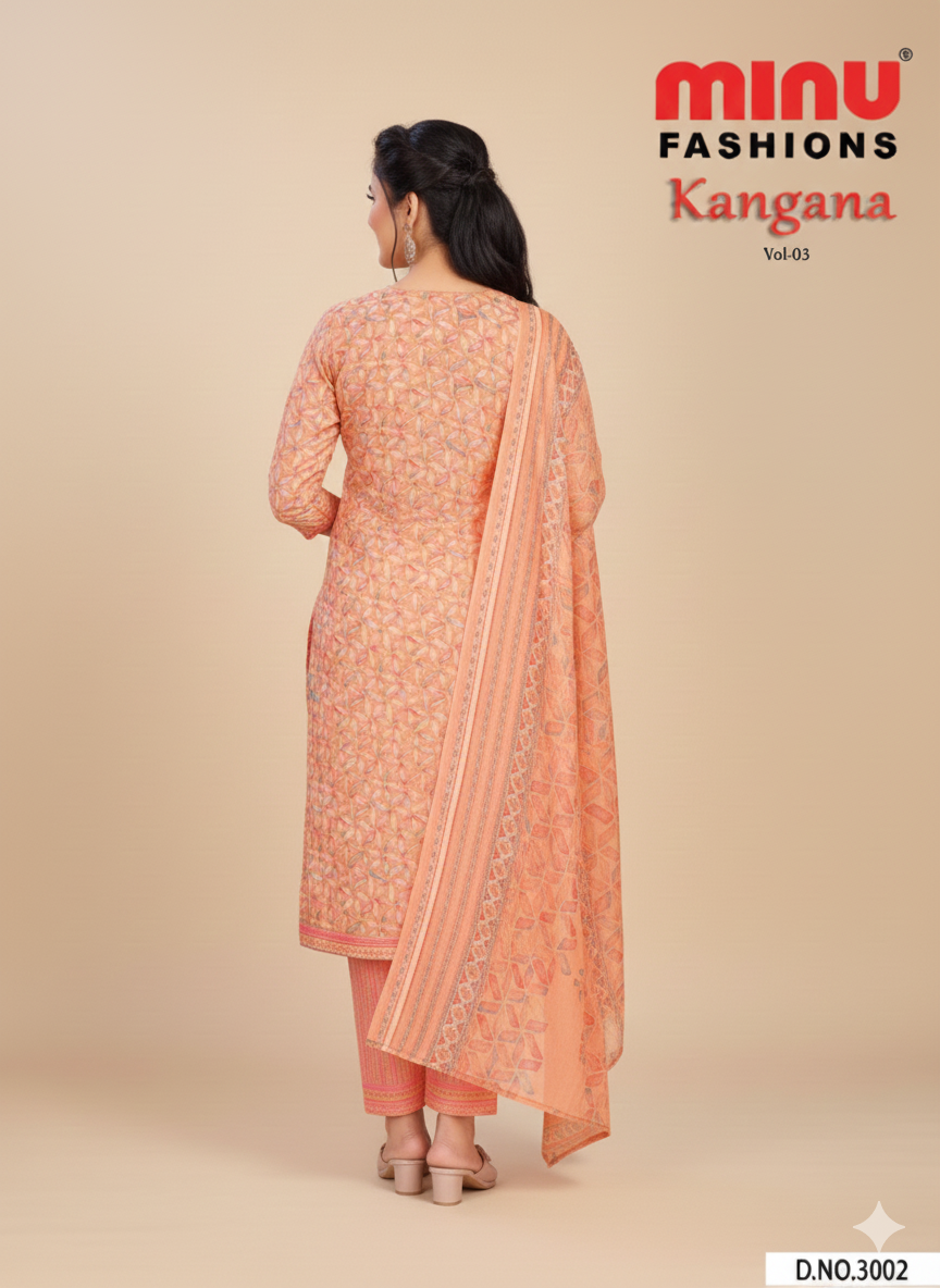 Kangana 3 Cotton Printed Stitched Salwar Suit XL 3002
