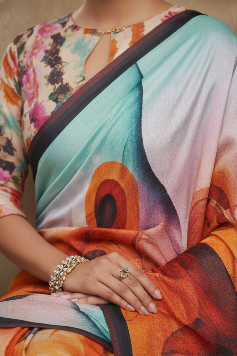 Ambarsariya Cotton Digital Printed Saree 4055