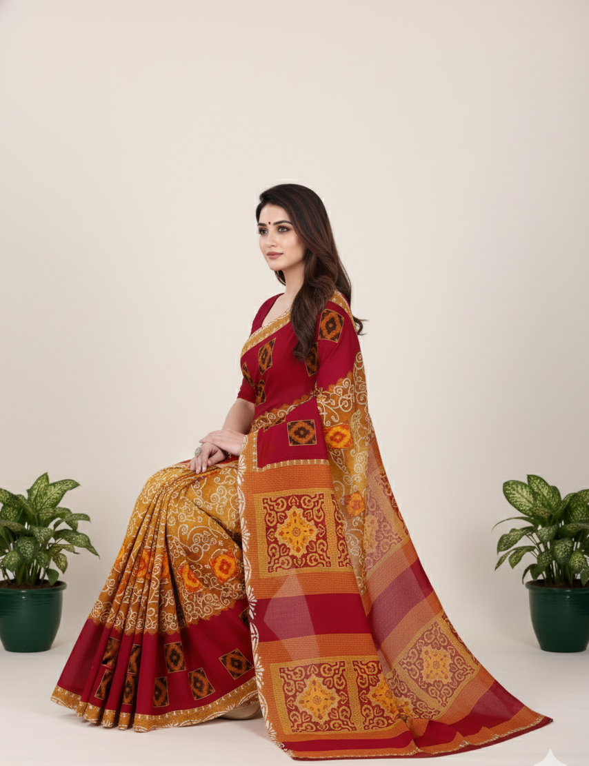 Sonar Bangla 31 Cotton Printed Saree Multicolor