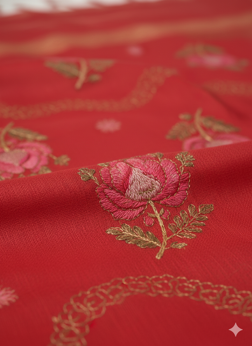 Sargam Pure Cotton Embroidery Saree 3307