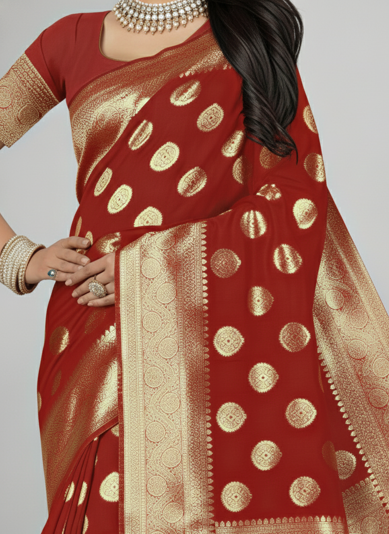Jannat Fancy Silk Katan Saree with BP 4140