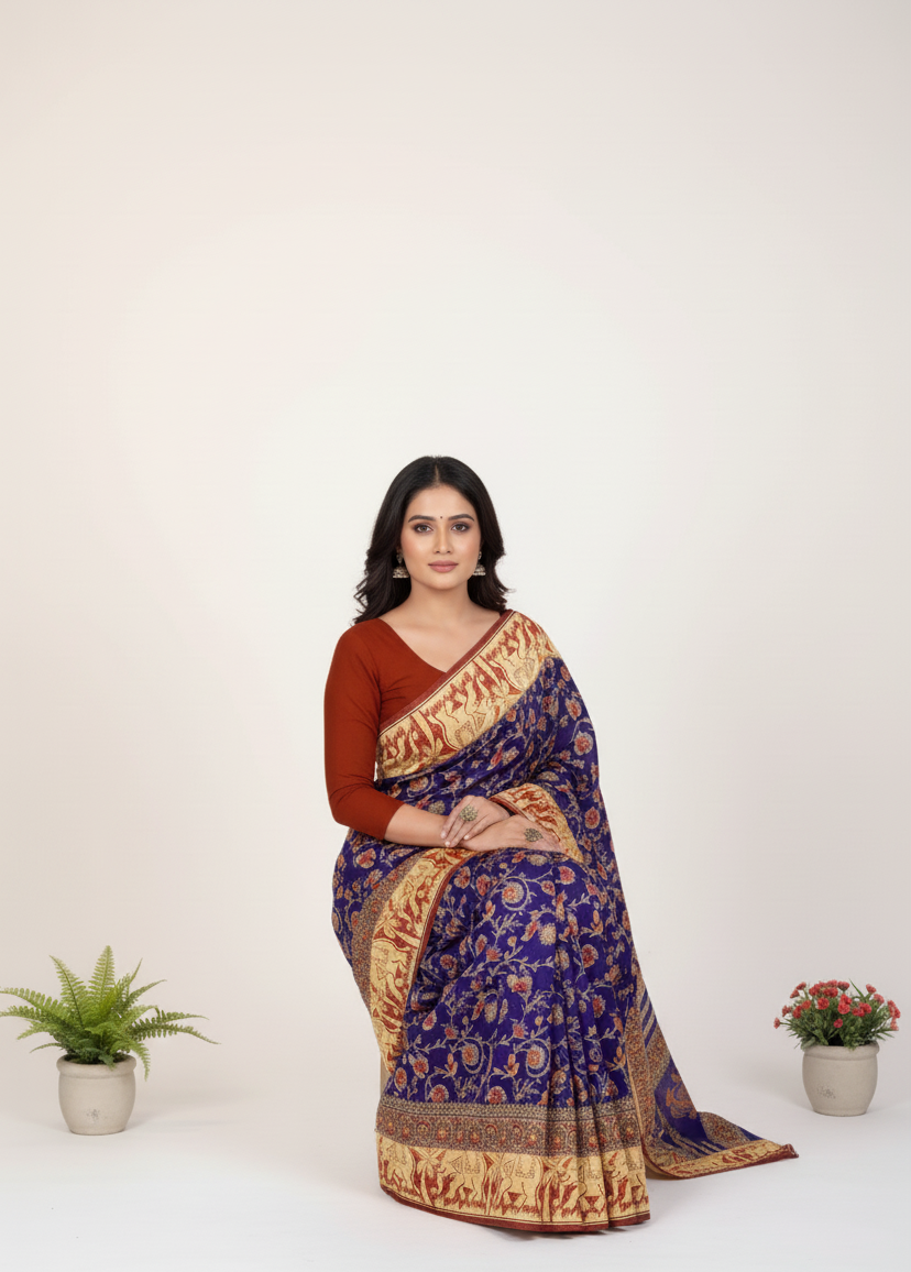 Vadhushree 1 Cotton Printed Saree Purple