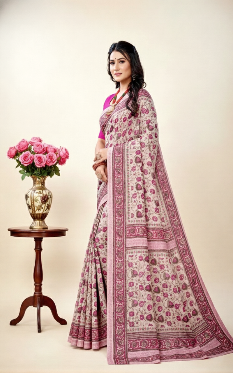 Minu Kalamkari Premium Cotton Printed Saree B4