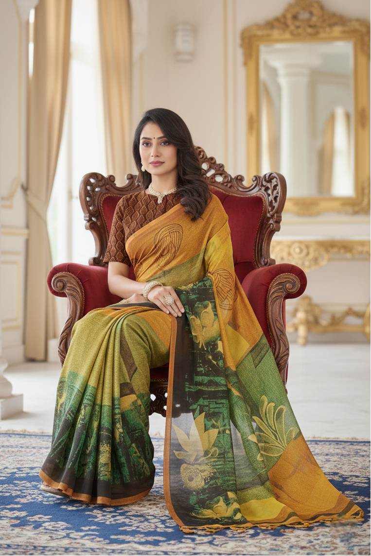 Ambarsariya Cotton Digital Printed Saree 4093