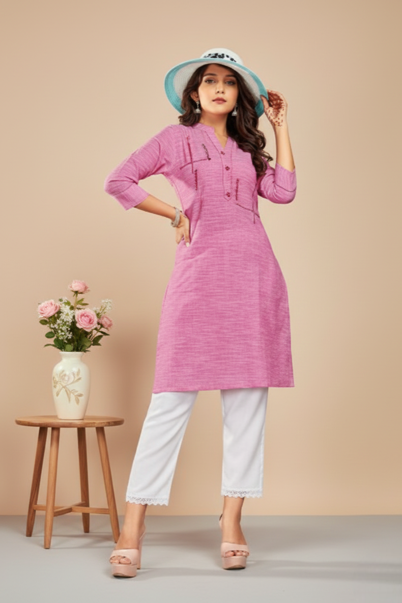 Cranberry Cotton Kurti 1004