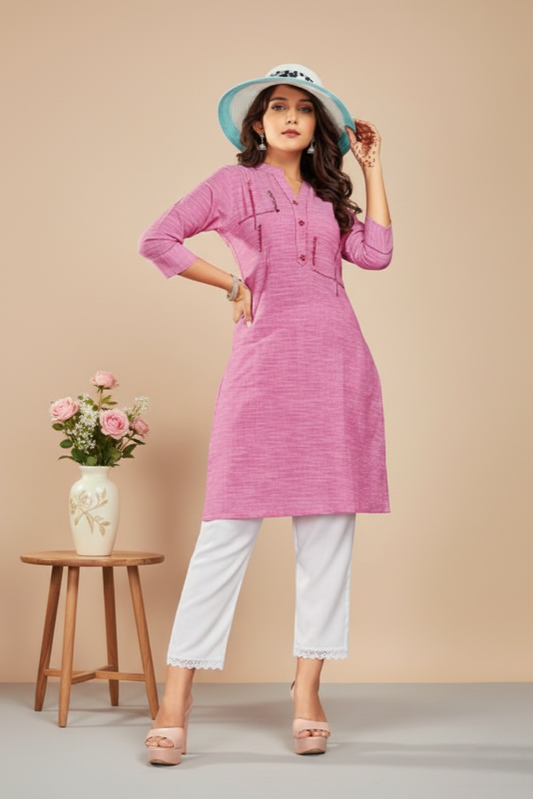 Cranberry Cotton Kurti 1004