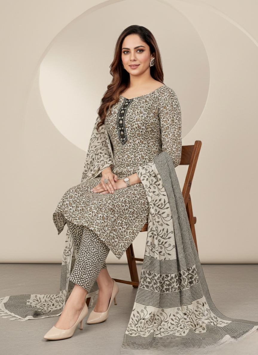 Olympics 2 Cotton Printed Stitched Salwar Suit 2008