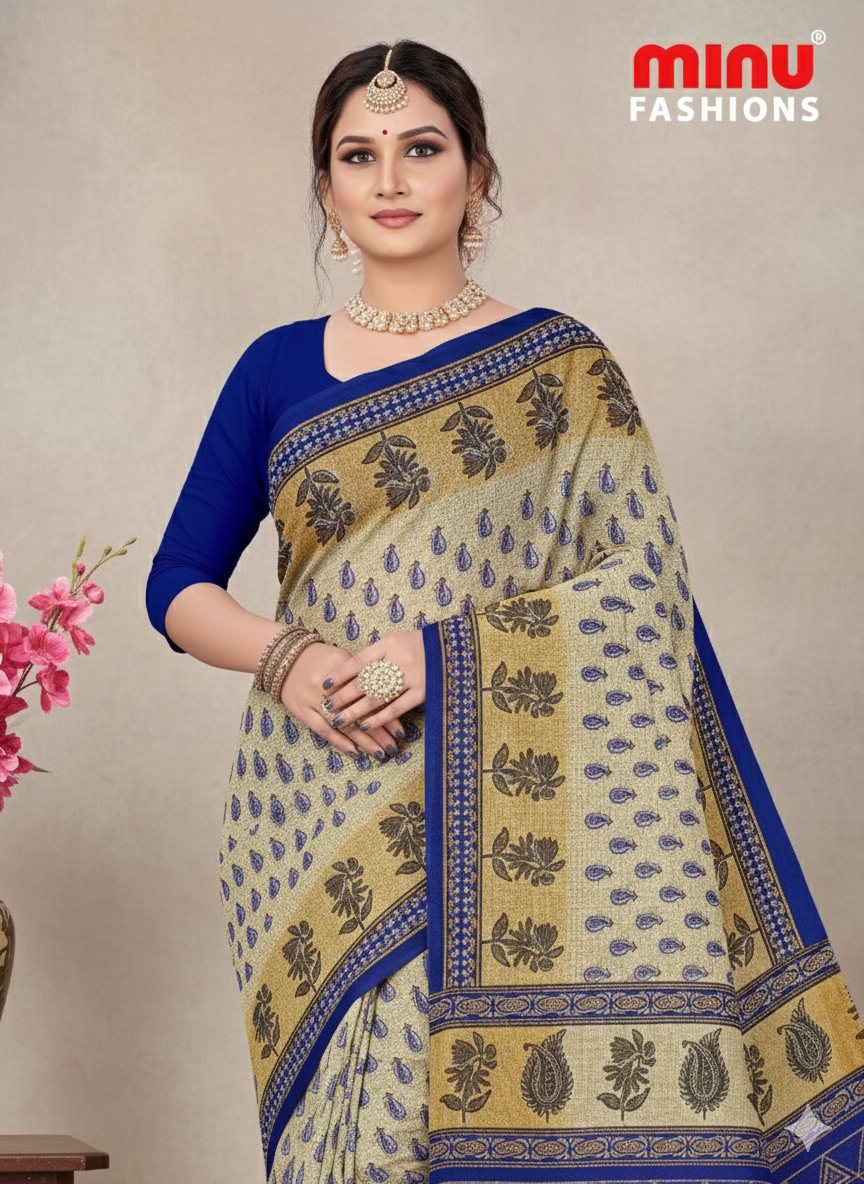 Malaika Cotton Printed Purple Saree 7759