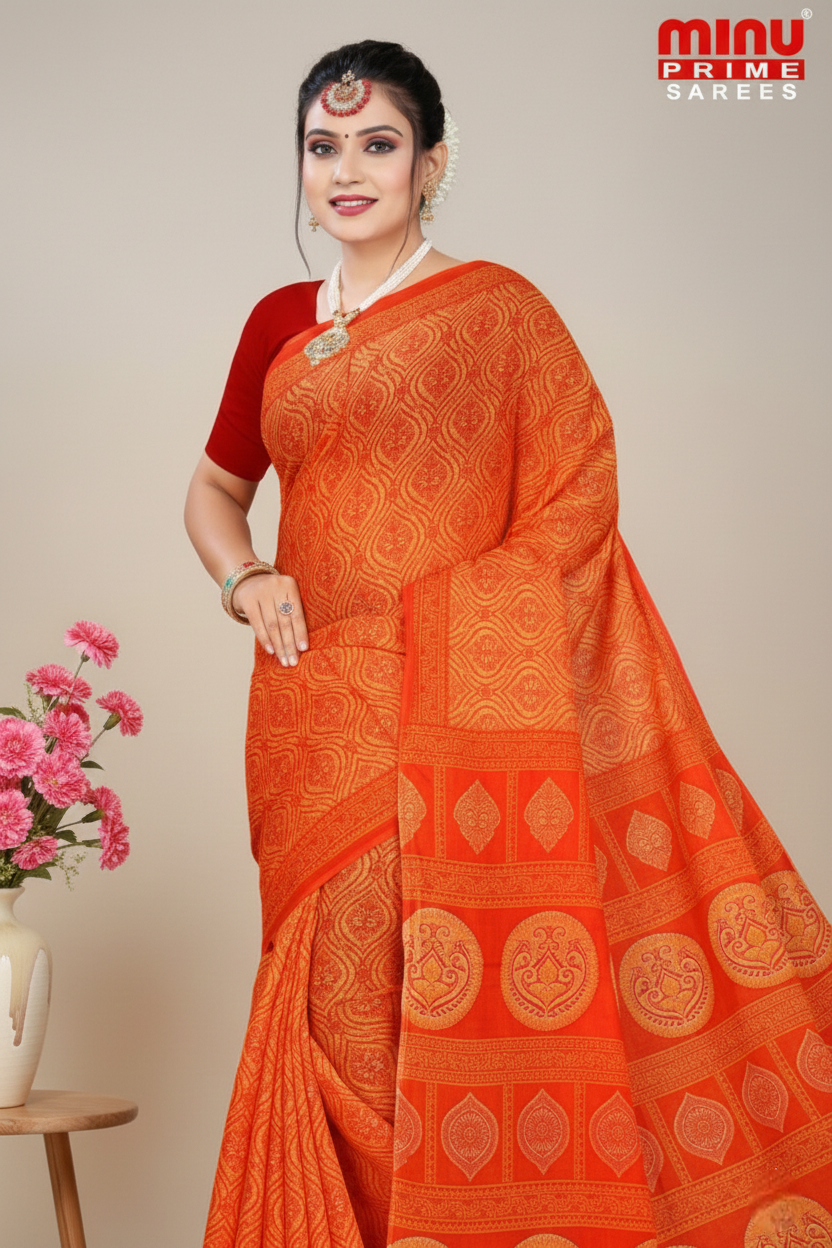 Credit Card Cotton Printed Saree 852966