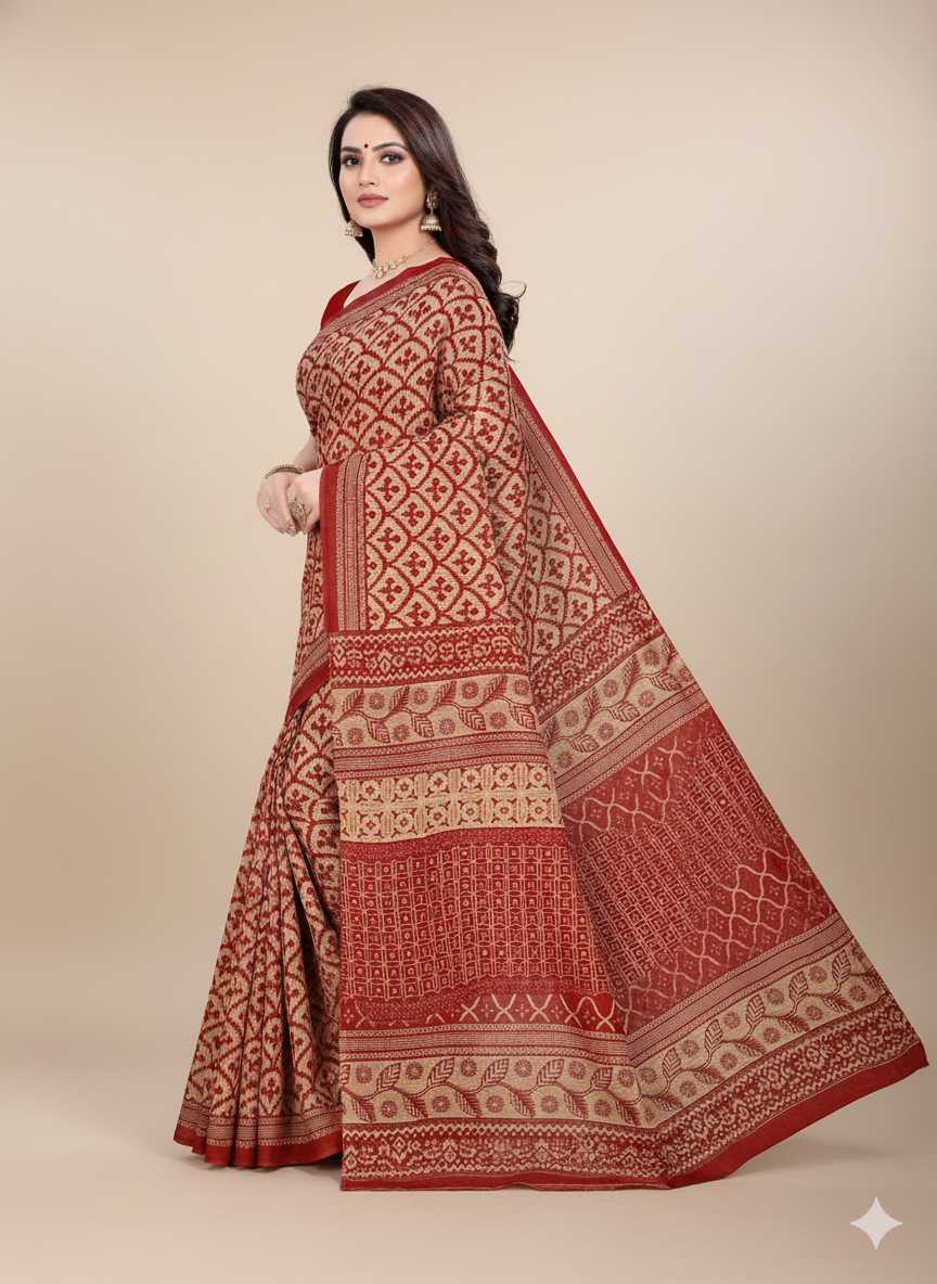 MINU SAREE MUMTAZ RED CHIKU 0023