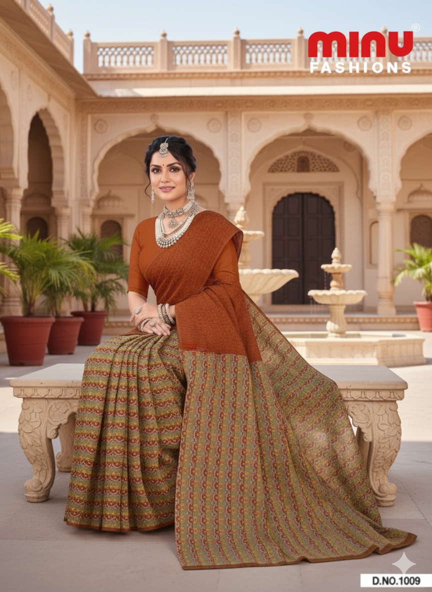 Kolkata Bridge 3 Cotton Printed Saree 1009