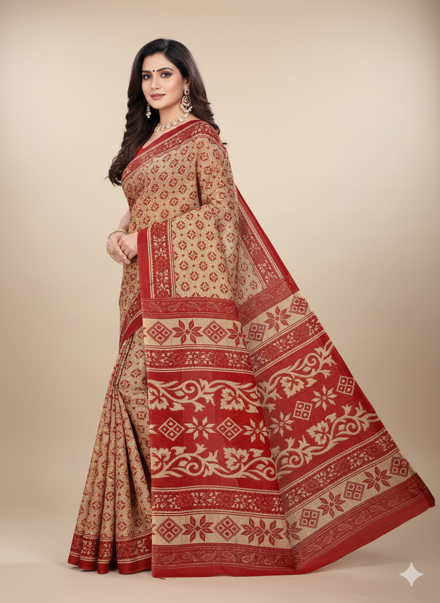 MINU SAREE MUMTAZ RED CHIKU 0045