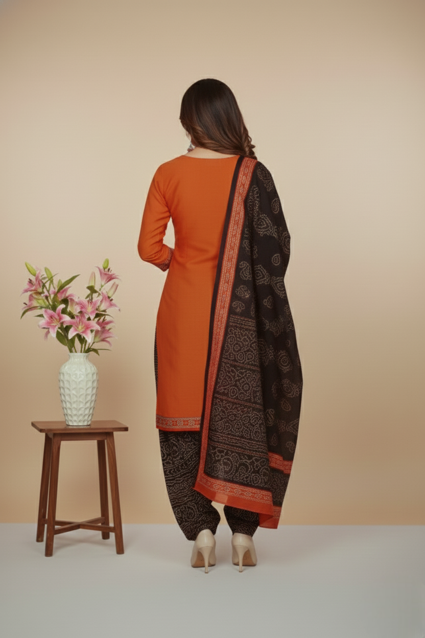 Mango Patiyala Cotton Printed Stitched Salwar Suit XL 6005