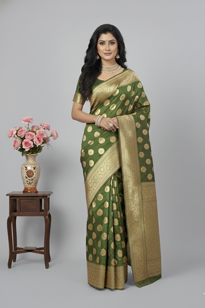 Jannat Fancy Silk Katan Saree with BP 4137