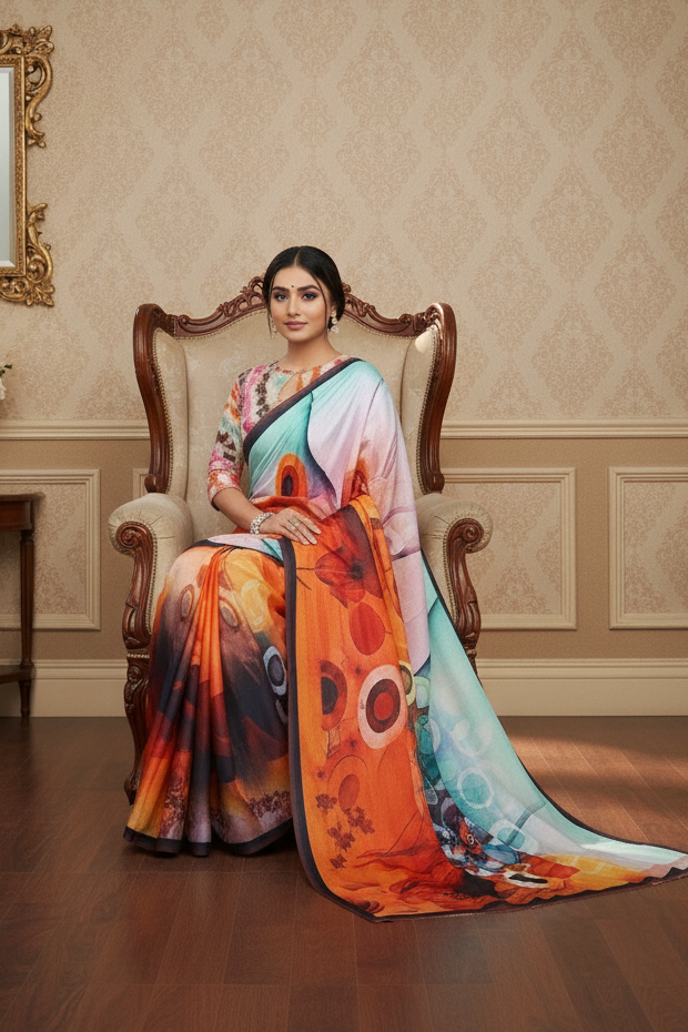 Ambarsariya Cotton Digital Printed Saree 4055
