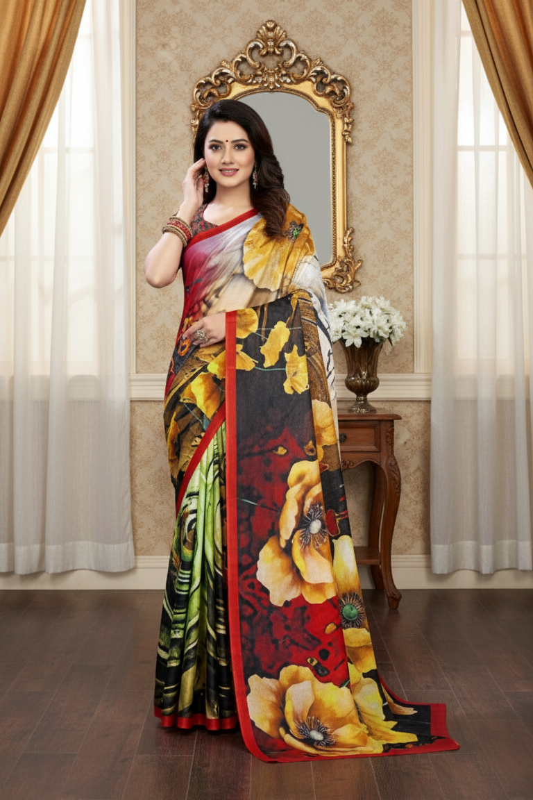 Ambarsariya Cotton Digital Printed Saree 4074