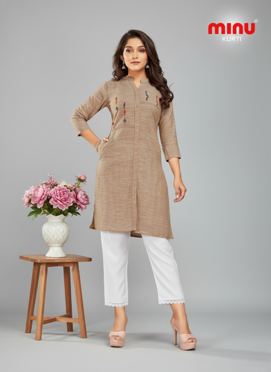 Cranberry Cotton Kurti 1001