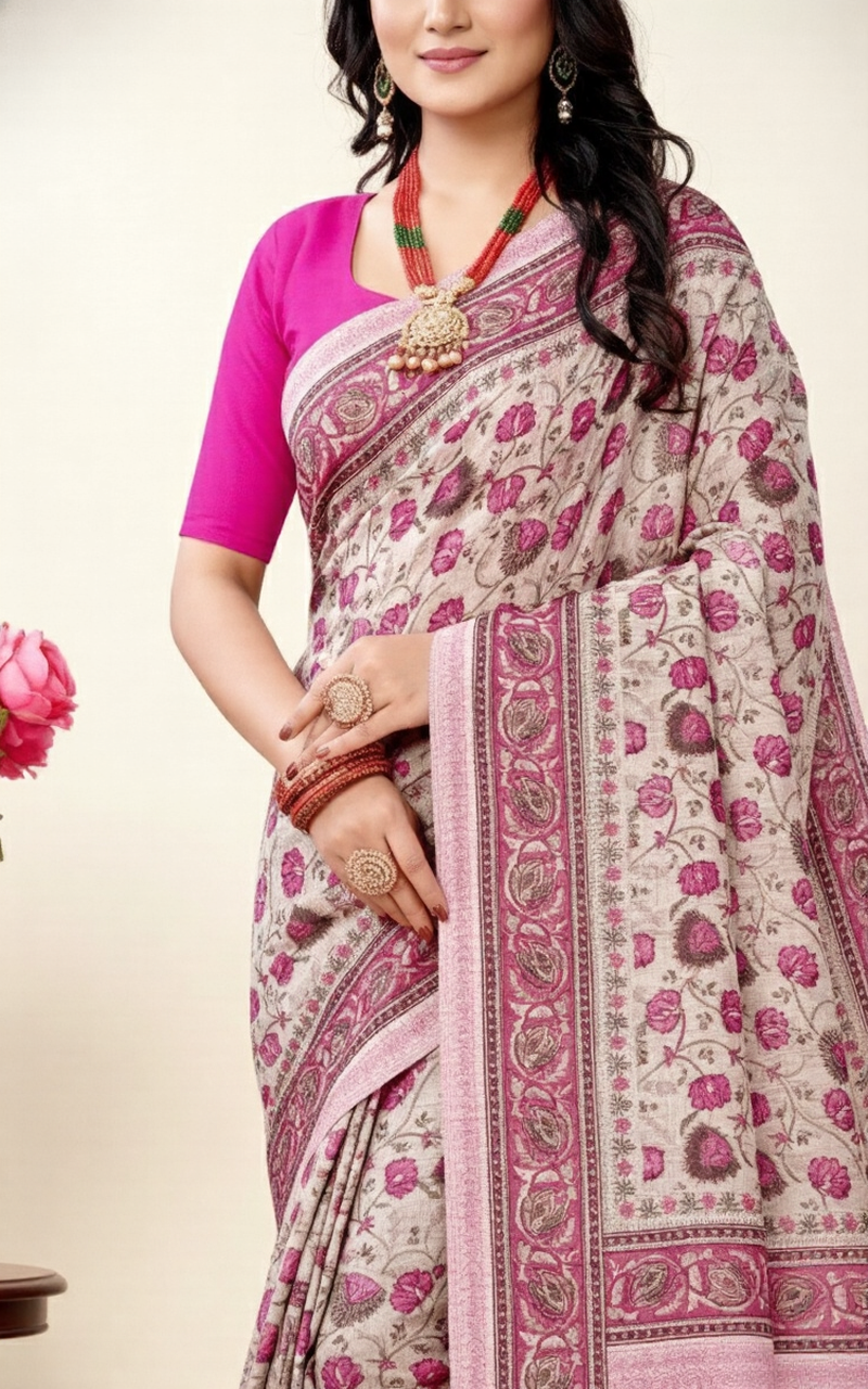 Minu Kalamkari Premium Cotton Printed Saree B4