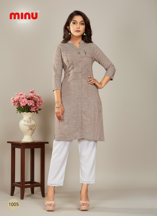 Cranberry Cotton Kurti 1005