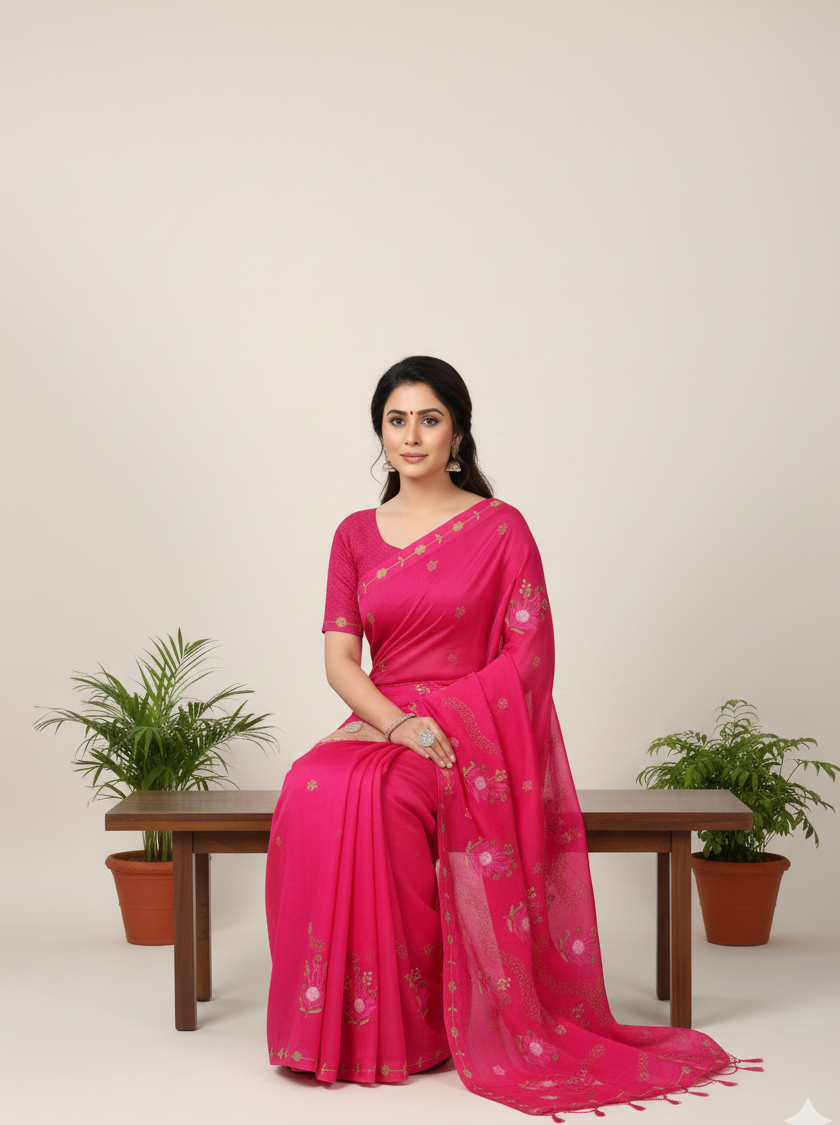 Sargam Pure Cotton Embroidery Saree 3300