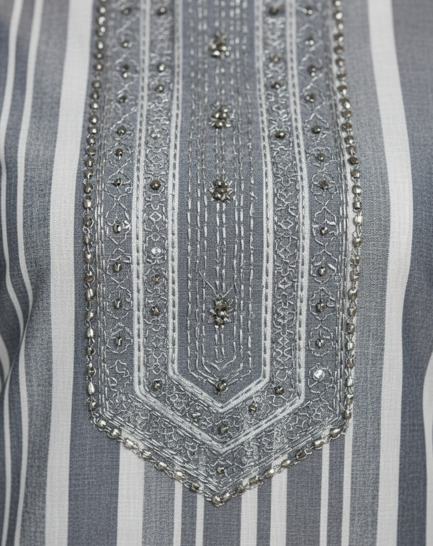 Sparkle Combo Cotton Stripe Kurti Set 1001