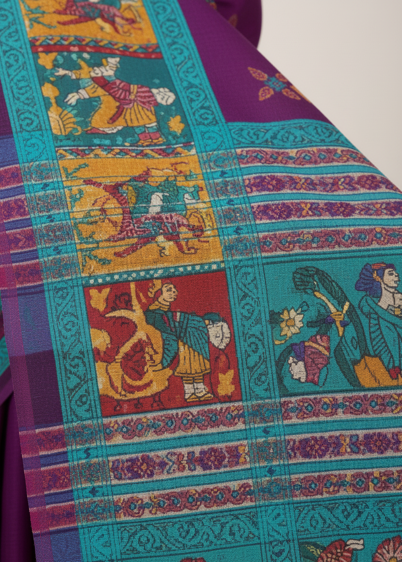 Hi Demand 7 Cotton Printed Saree Purple