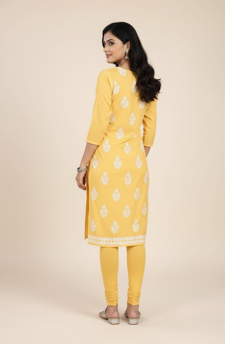 Yasmin Cotton Printed Kurti Yellow