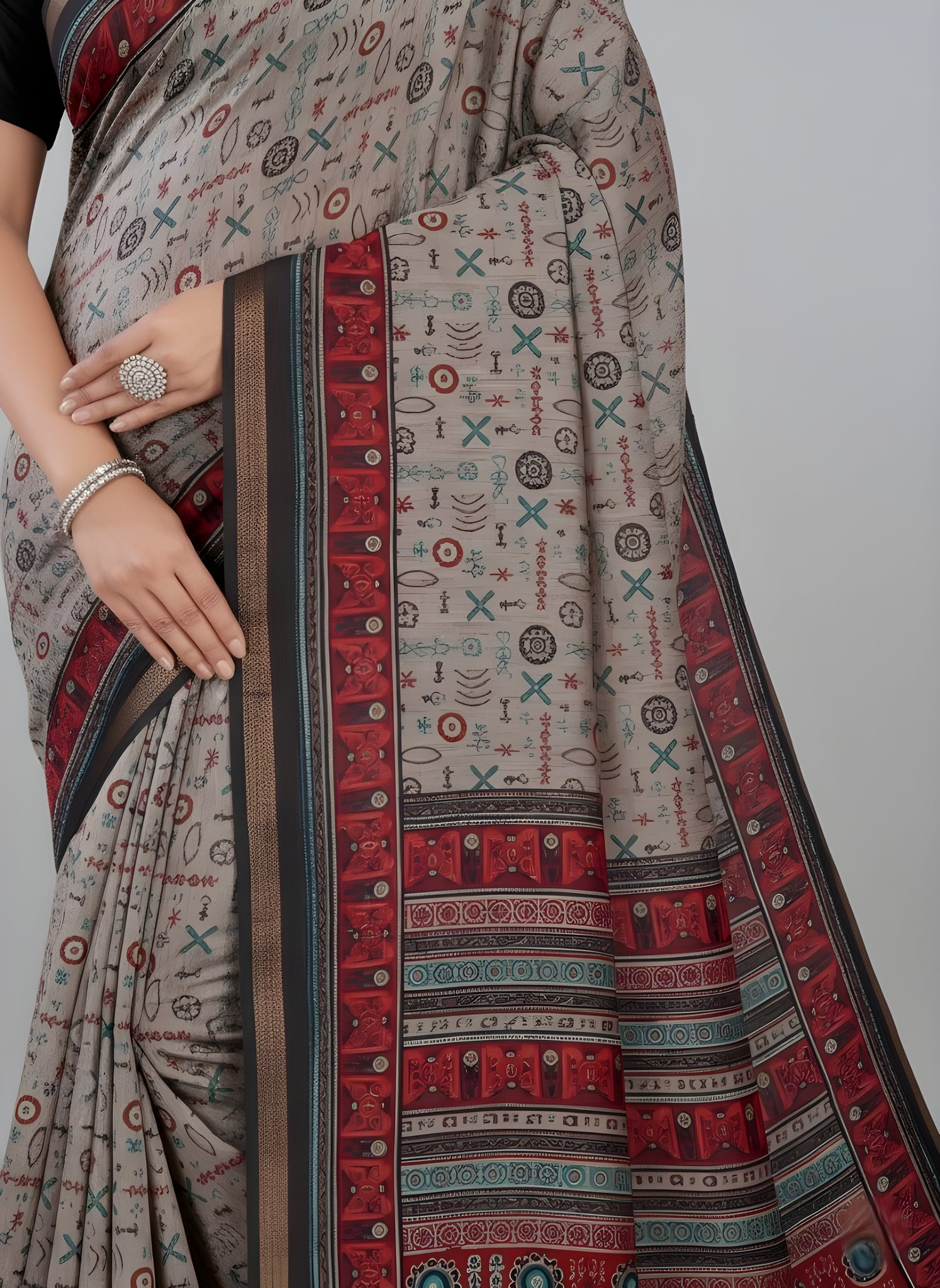 Kanishka Script Muslin Cotton Printed Saree