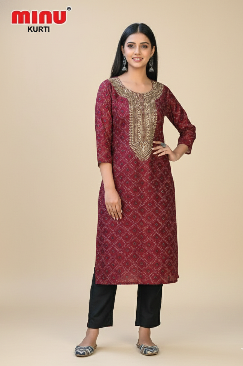 Rang Cotton Embroidered Kurti Set 1002