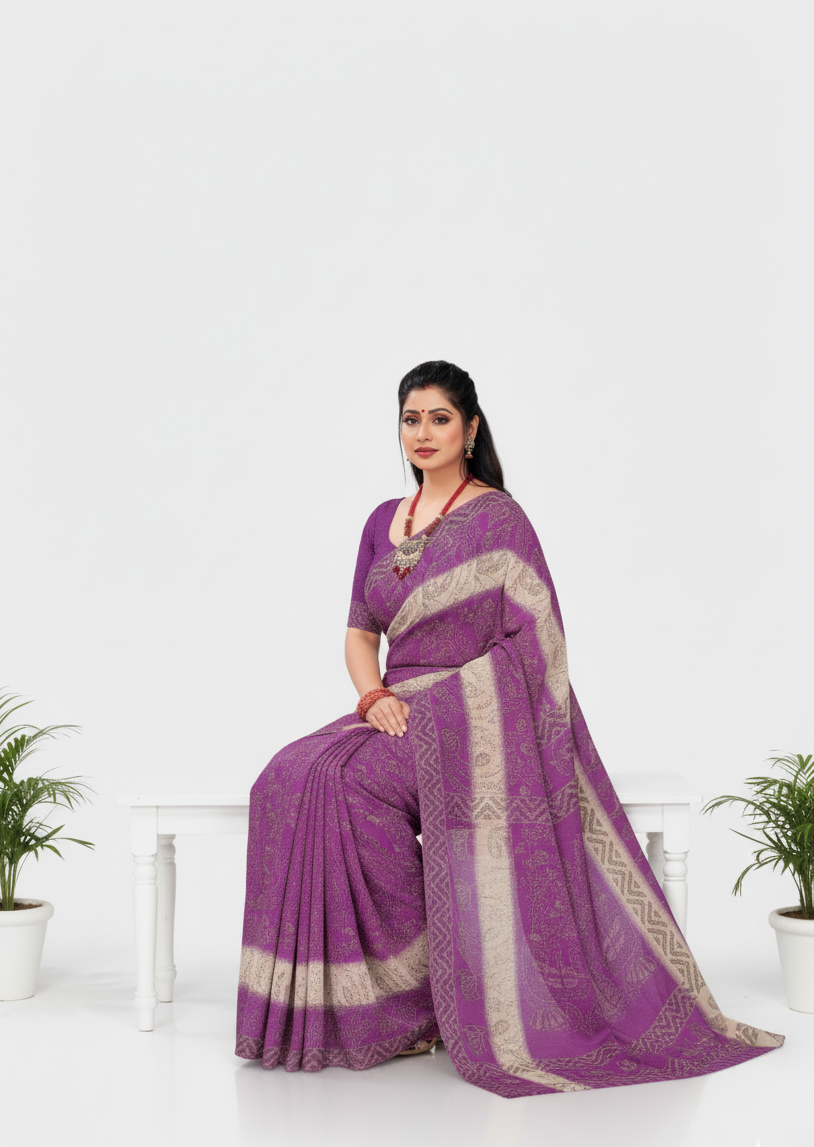 Kesariya 3 Cotton Printed saree 731085