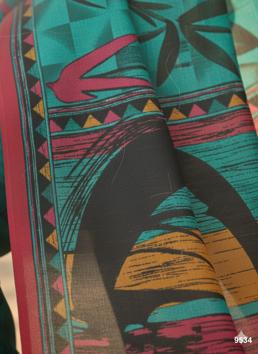 Sonar Bangla 31 Cotton Printed Saree Teal