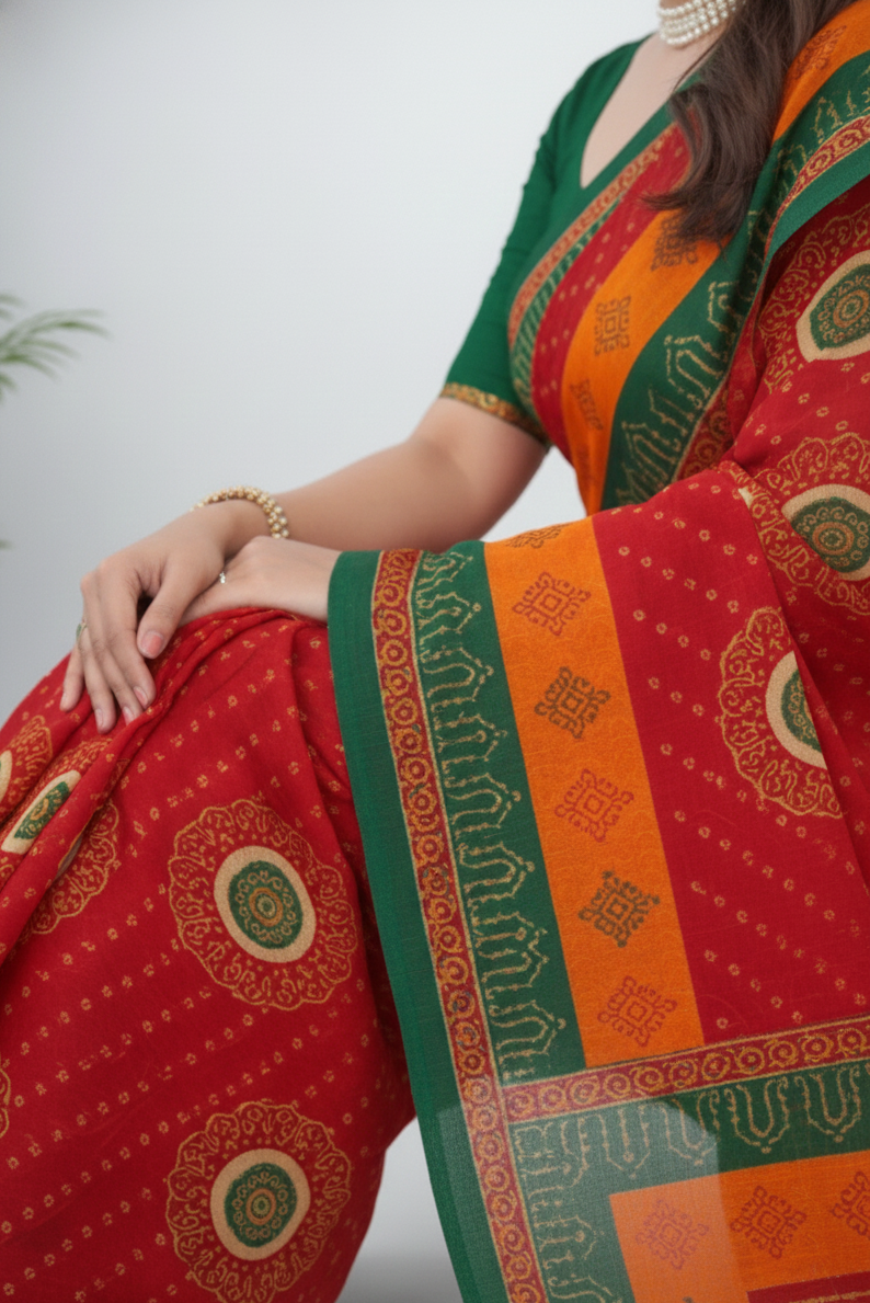 Janak Nandini Cotton Embroidery Saree 14098