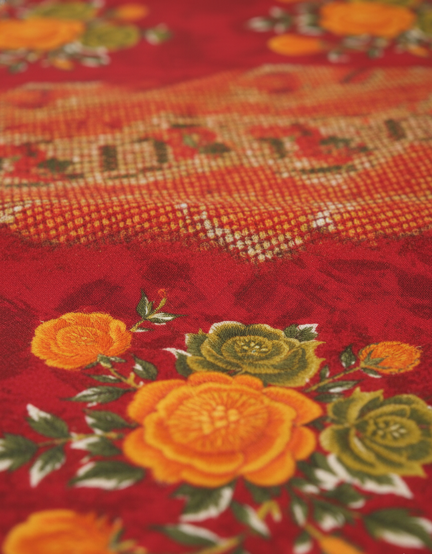 Sonar Bangla 31 Cotton Printed Saree Scarlet Red