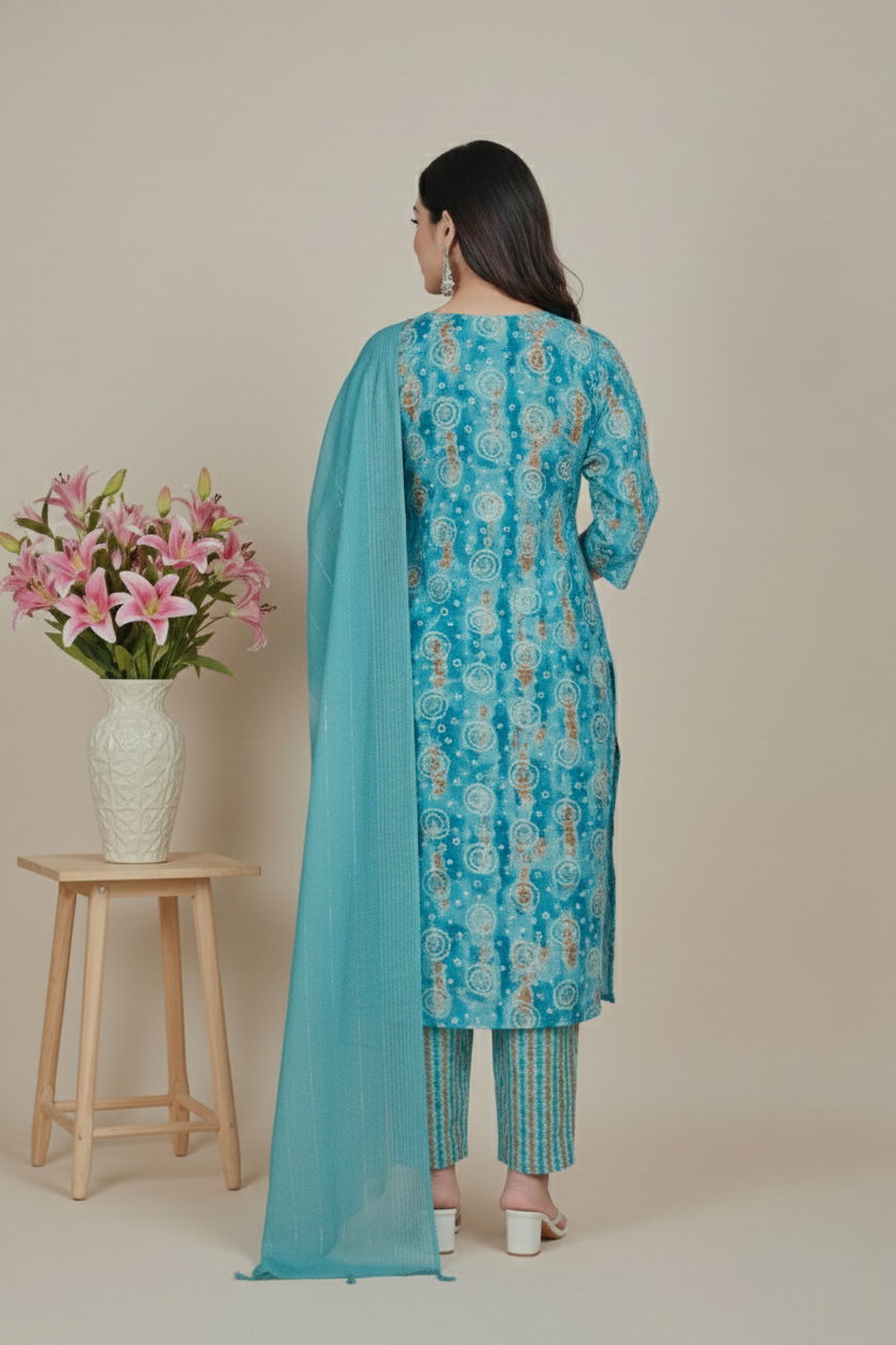 Flora Cotton Printed Stitched Salwar Suit XXL 3007