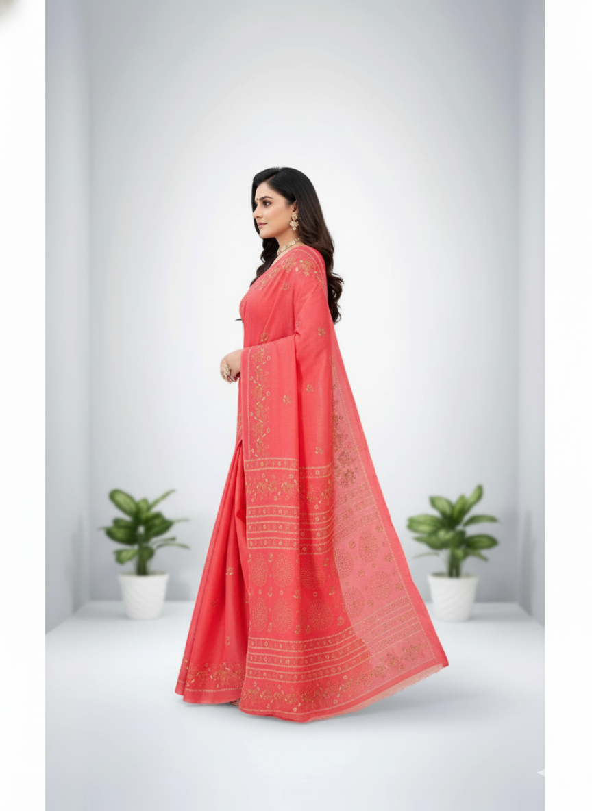 Public Demand Cotton Printed Saree Red