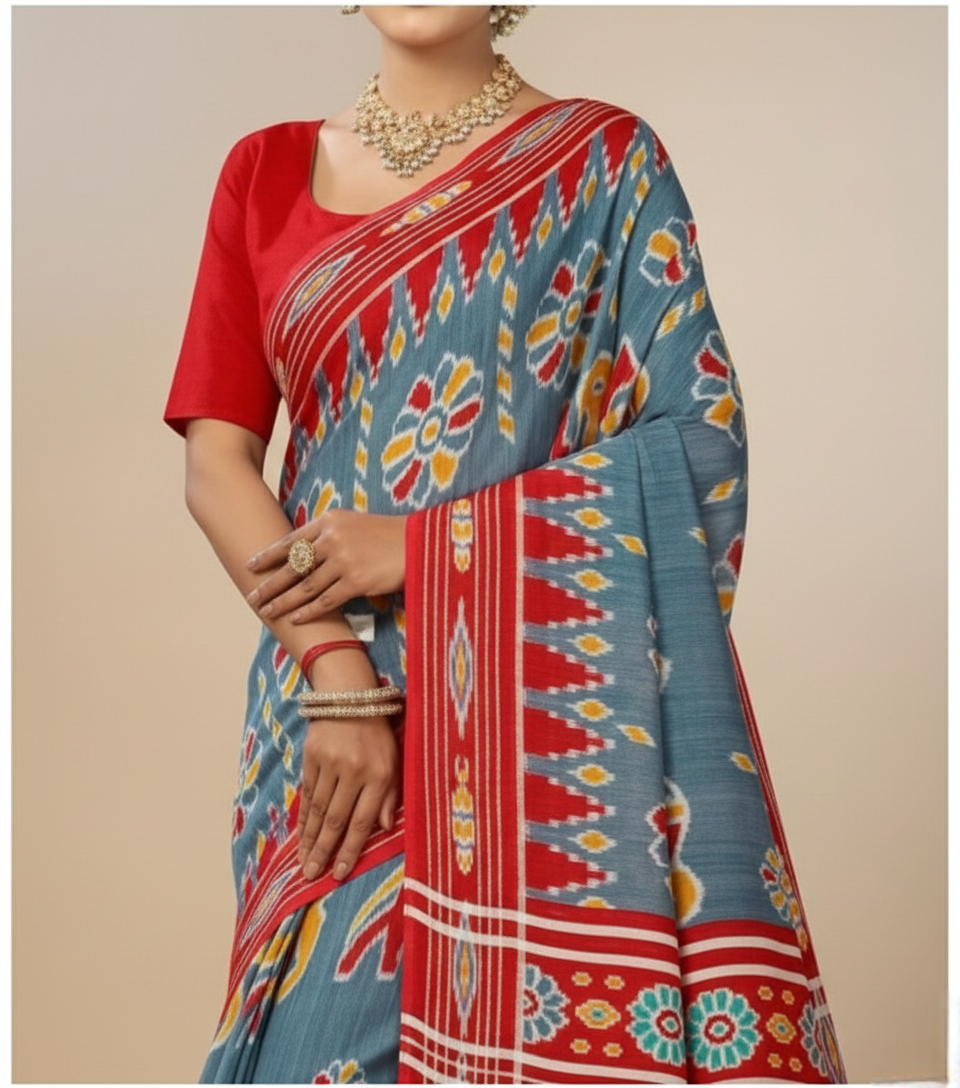 Nazma Katki Cotton Printed Saree Gery