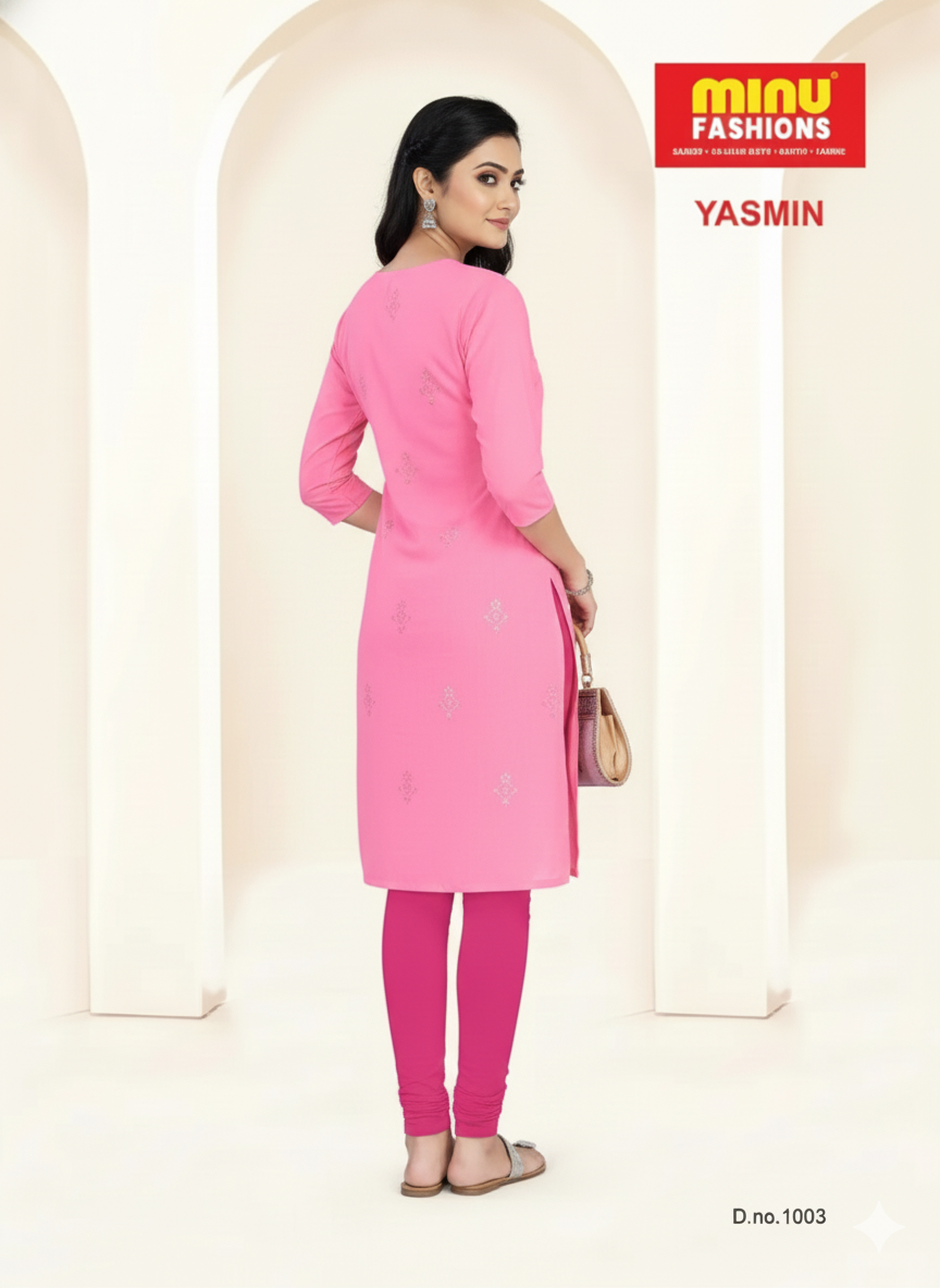 Yasmin Cotton Printed Kurti Pink
