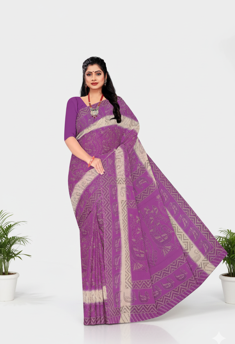 Kesariya 3 Cotton Printed saree 731085