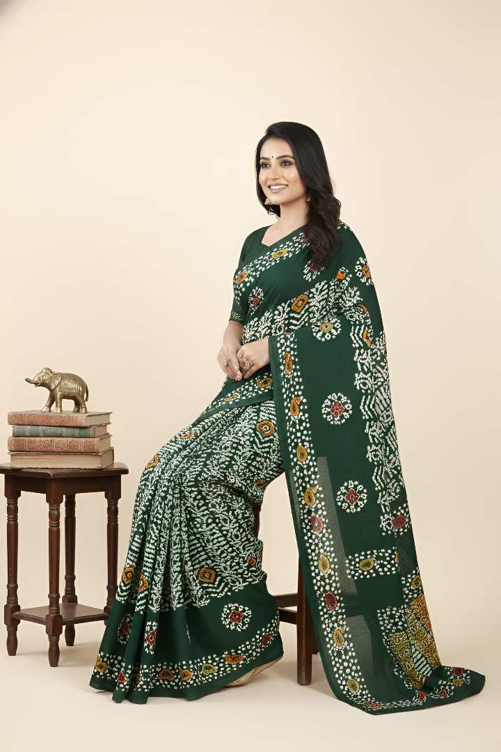 Gold Batik Soft Cotton Saree