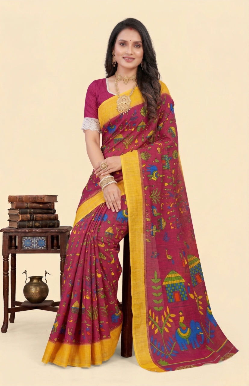 Boutique Special cotton printed saree V3-08 – Minu Fashions