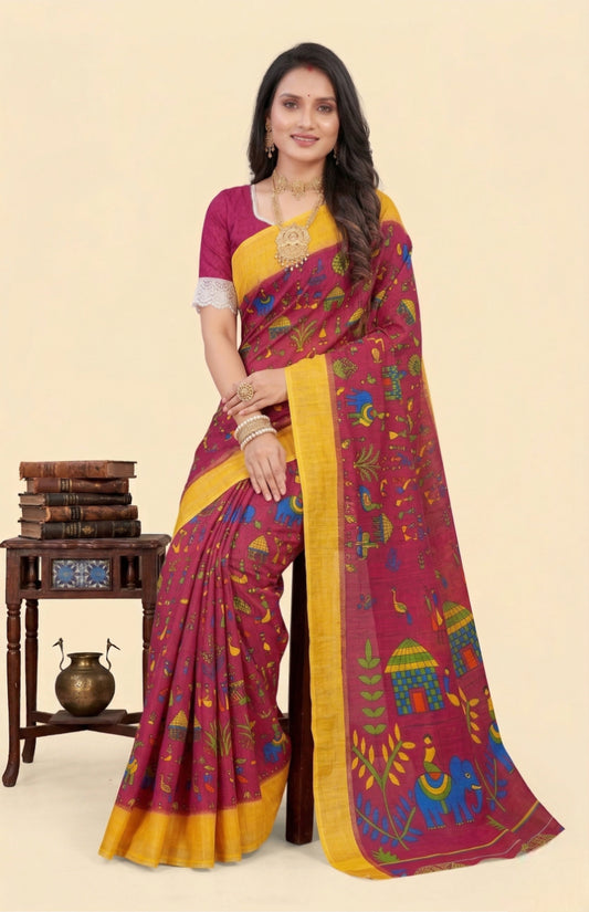 Boutique Special cotton printed saree V3-08 – Minu Fashions