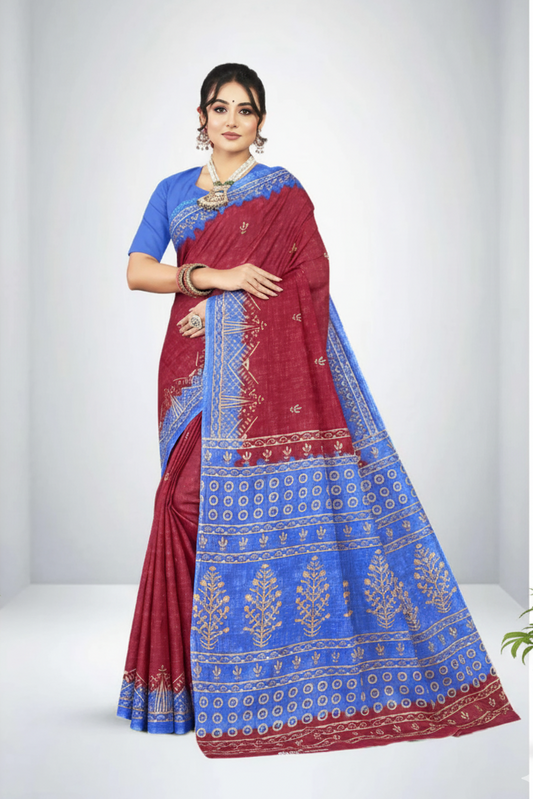 Prativa Batik Cotton Printed Saree Soft
