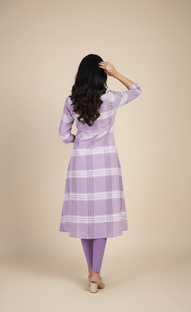 Eva Cotton Printed Long Kurti Purple
