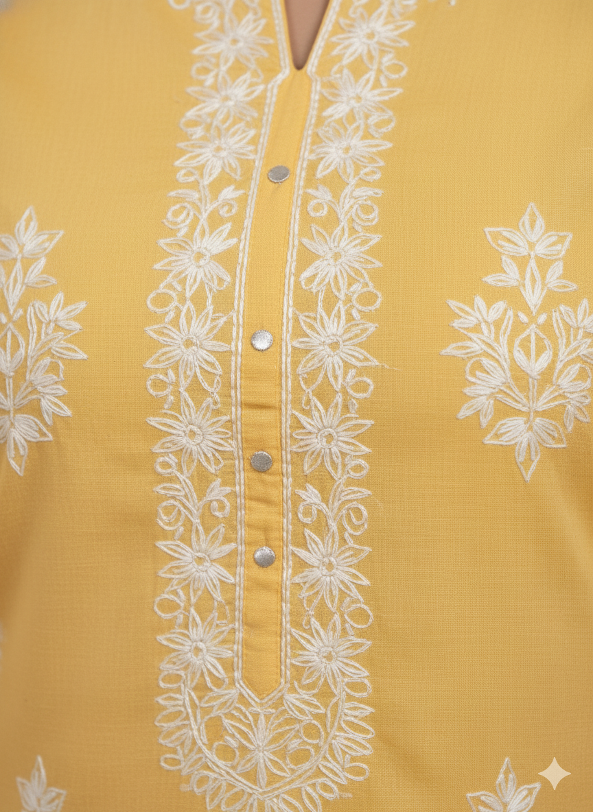Yasmin Cotton Printed Kurti Yellow