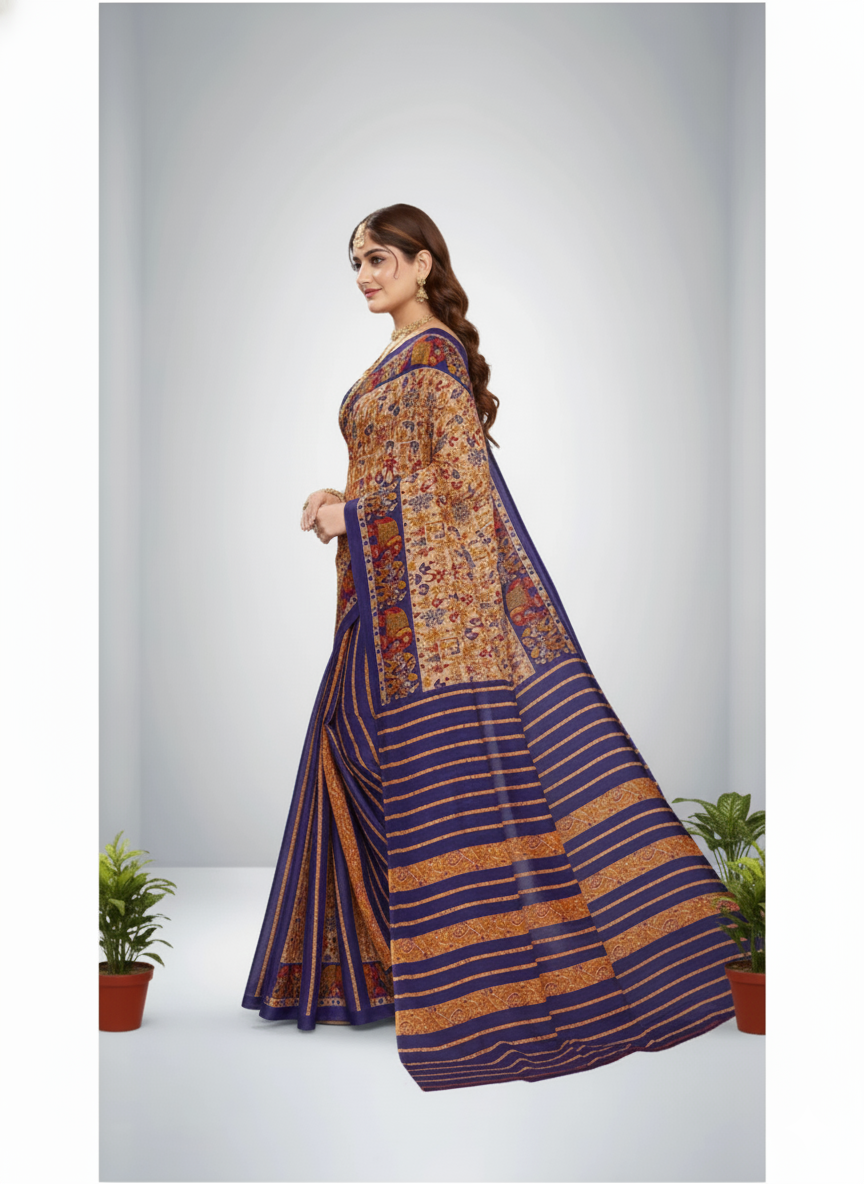 Sonajhuri Cotton Printed Saree Voilet 14820