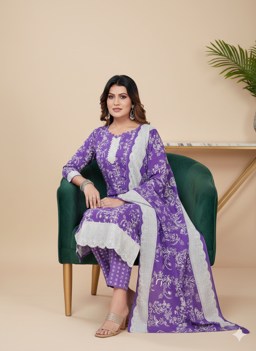 Super Cool Cotton Printed Stitched Salwar Suit XXL 3009