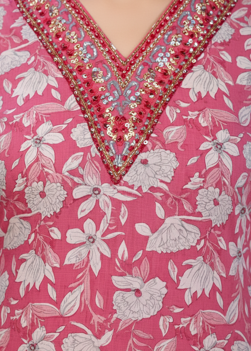 Pariza Cotton Printed Stitched Salwar Suit Pink 1001