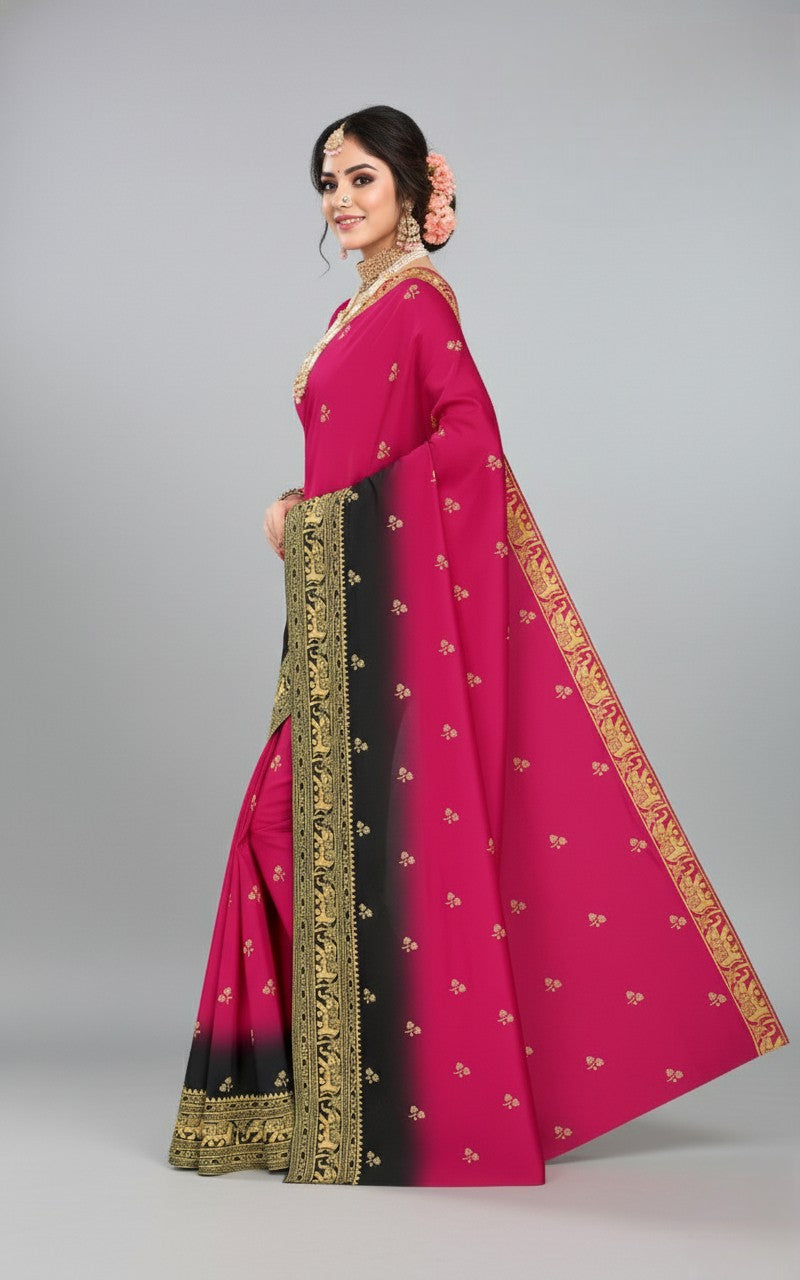 Moti Chur Cotton Embroidered Saree With BP 215519