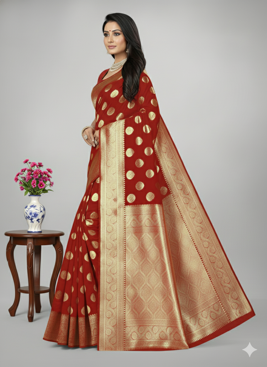 Jannat Fancy Silk Katan Saree with BP 4140